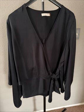 Ramy Brook Black Wrap Blouse
